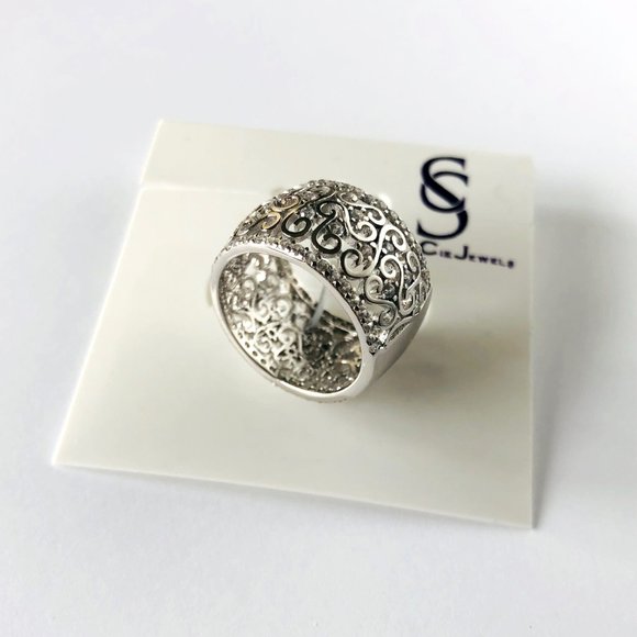 925 Sterling Silver CZ Eternity Band Ring Size 7, Gift, Pave Sparkle - Picture 3 of 5